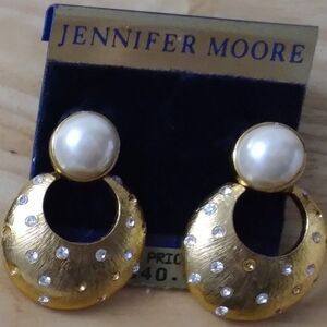 NWT Vintage 90s Jennifer Moore Gold Tone Earrings